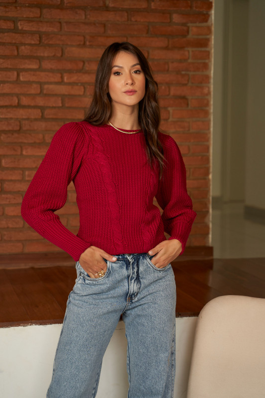 BLUSA MANGA PLISSADA PONTO PEROLA- 1198